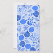 DÉPLACEMENT FAIRE-PART Bleu Coquillages Plage sans (Dos)