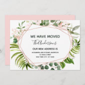 Déplacement Faire-part Eucalyptus Vert Géométrique (Devant / Derrière)