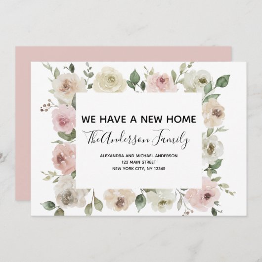 Déplacement Faire-part rose pâle (Devant / Derrière)