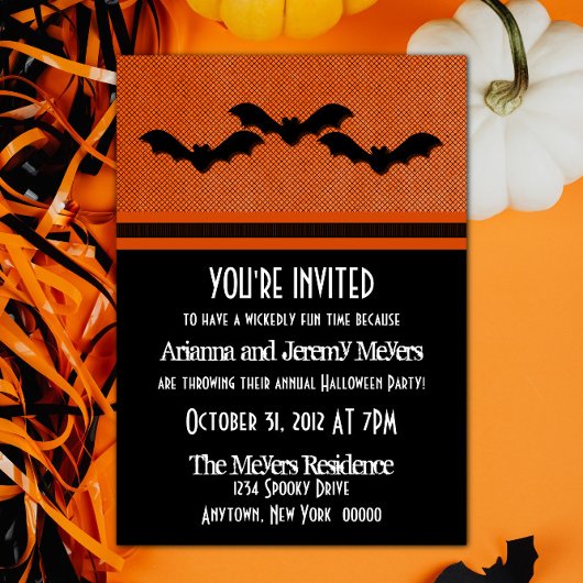 Déplaisant Bats Halloween Invitation de la fête, O