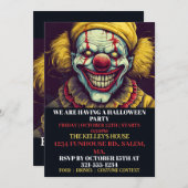 Déplaisant Clown Happy Halloween Invitations (Devant / Derrière)