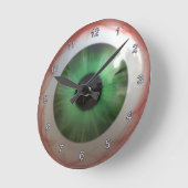 Déplaisant Green Eyball Halloween Horloge amusante (Angle)
