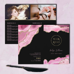 dépliant de menu de service en agate rose chaud