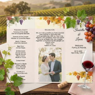 Dépliant de programme de mariage au vignoble de Na