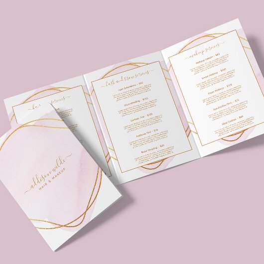 Dépliant de salon de script rose blush aquarelle o