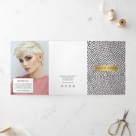Dépliant Luxe Points de Confettis Noirs avec Barre (Extérieur)
