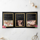 Dépliant noir du salon de beauté et de fleurs pour (Intérieur)