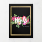 Dépliant noir du salon de beauté et de fleurs pour (Page de couverture)