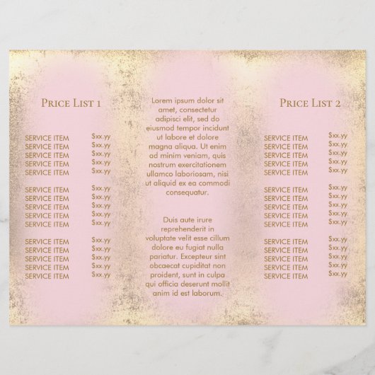 dépliant papillon rose design feuille d'or faux (Dos)