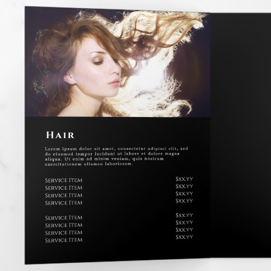 Dépliant trifolié à paillettes iridescentes argent (Intérieur en premier)