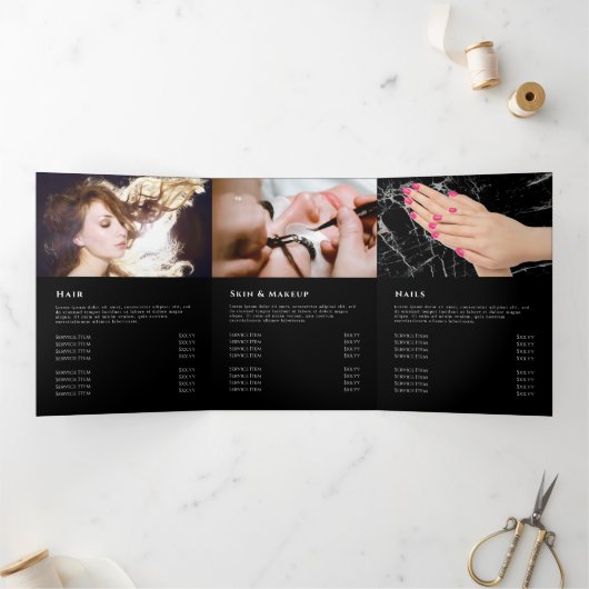 Dépliant trifolié à paillettes iridescentes argent (Intérieur)