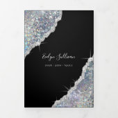 Dépliant trifolié à paillettes iridescentes argent (Page de couverture)