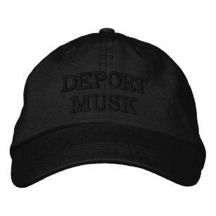DEPORT MUSK ( zwart op zwart ) Geborduurde Pet