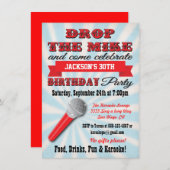 Déposez le micro avec cette invitation de fête d'a (Devant / Derrière)