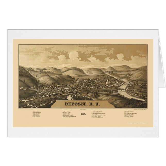 Deposito, NY Panoramic Map - 1887 (Voorkant Horizontaal)