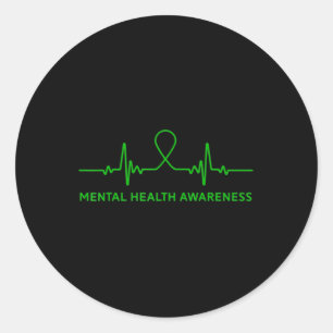 Depressie Anxiety Mental Health Awareness Green R Ronde Sticker