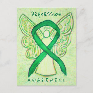 Depressie Bewustzijn Lint Groene Engel Briefkaarte Briefkaart