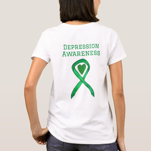 Depressie Bewustzijn Lint Groene Hart Shirten T-shirt (Achterkant)
