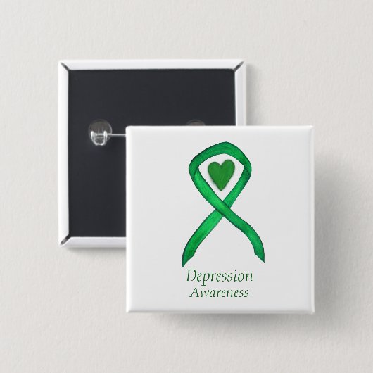 Depressie Bewustzijn Lint Hart Button Pin (Voorkant /achterkant)