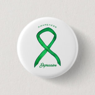 Depressie bewustzijnslint groene kunst speld knope ronde button 3,2 cm