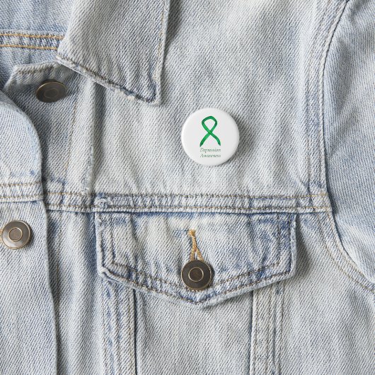 Depressiebewustzijn Aangepast groen lintje Ronde Button 3,2 Cm (In situ)