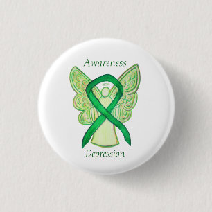 Depressiebewustzijn Angel Ribbon Pin Ronde Button 3,2 Cm
