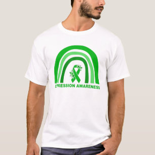 Depressiebewustzijn Floral Green Ribbon Depressio T-shirt