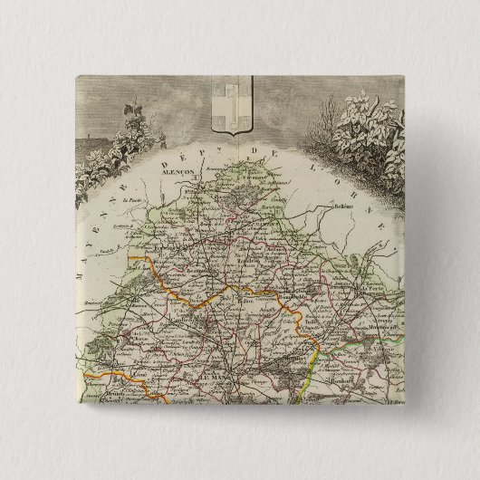 Dept. De La Sarthe Vierkante Button 5,1 Cm (Voorkant)