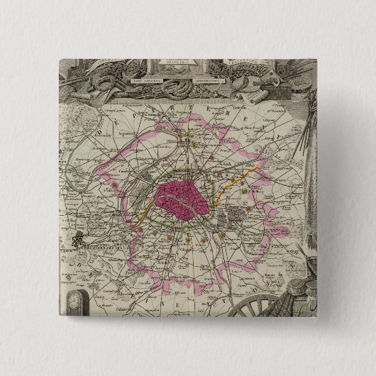 Dept. De La Seine Vierkante Button 5,1 Cm (Voorkant)