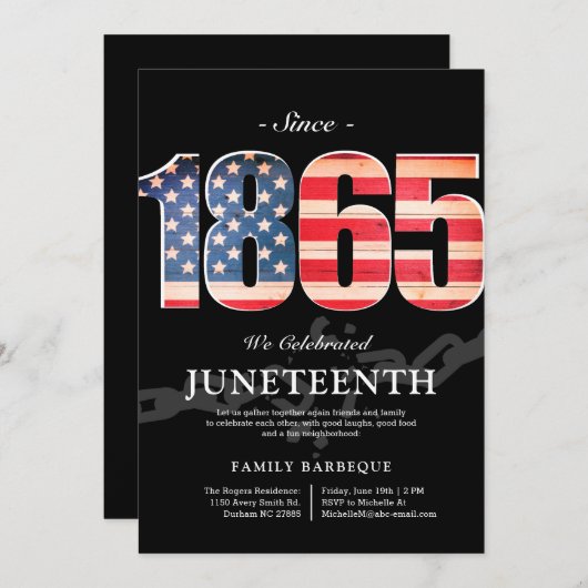 Depuis 1865 | Invitation Juneteenth Freedom Day (Devant / Derrière)