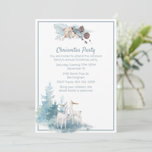 Der et Pastel Foliage Noël Invitation (Debout devant)