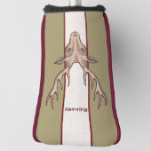 Der Head Antlers zwarte Etchings op Red White Tan Golfheadcover (Draai 90)
