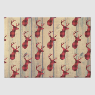 Der Head met Antlers op Faux Wood Tissuepapier