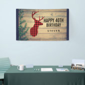 Der Head met Antlers op houten planken met bladere Spandoek (Beurs)