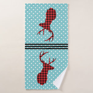Der Head met Antlers - Rustic Red Pset Bad Handdoek