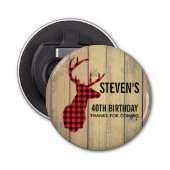 Der Head met Antlers - Rustic Red Pset Button Flesopener (Voorkant)