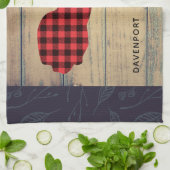 Der Head met Antlers - Rustic Red Pset Theedoek (Gevouwen)