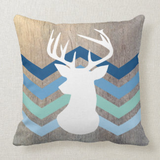 Der Head Modern Chevron Wood Texture Blue Kussen