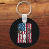 Der Head Skull Hunting Amerikaanse vlag Sleutelhanger (Voorkant)