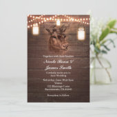 Der Head String Lights & Wood Wedding Invitations Kaart (Staand voorkant)