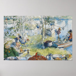 Der Krebsfang, Carl Larsson Poster