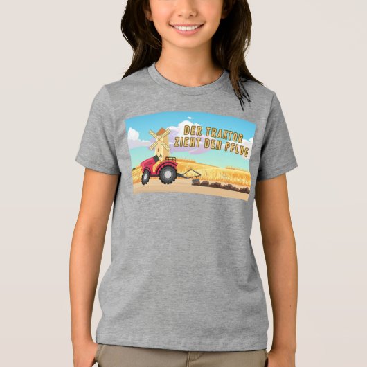 Der Traktor zieht den Pflug Tri-Blend Shirt (Voorkant)