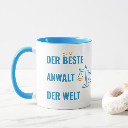 Der zweitbeste Anwalt der Welt. Lustiges Geschenk Mok (Met donut)