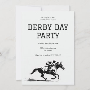 Derby Dag Feest Uitnodiging Zwart & Witte Paard R