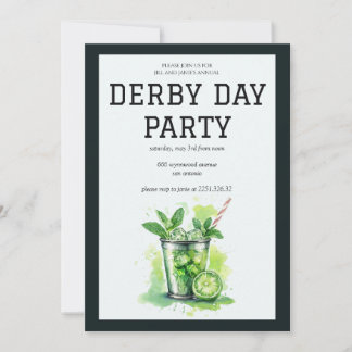 Derby Day Party Invitation Mint Julep Kentucky Der