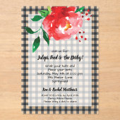 Derby Day Red Rose op Gingham Acryl Uitnodigingen (Voorkant)
