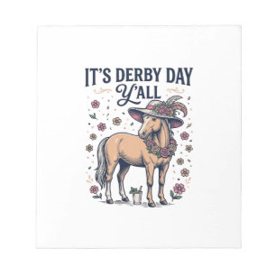 Derby Day Y'all Paard Bloemen Hoed Notitieblok