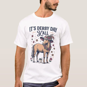 Derby Day Y'all Paard Bloemen Hoed T-shirt