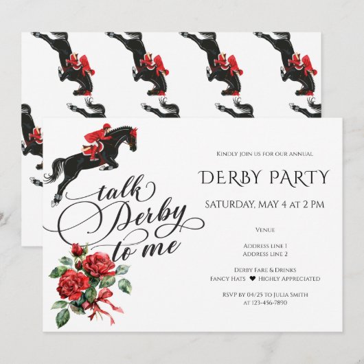 Derby & Drank Feest Modern Renpaard Paardensport Kaart (Voorkant / Achterkant)