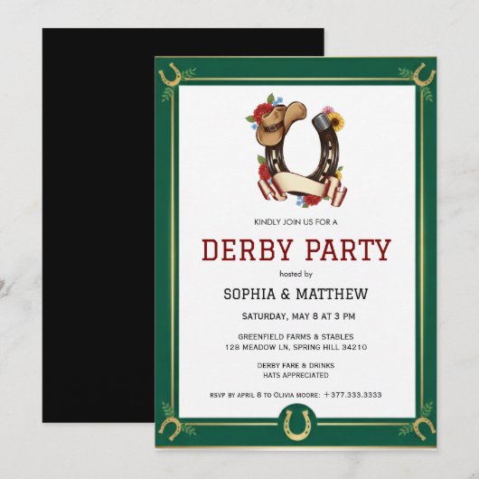 Derby-feestuitnodiging Vintage paardenstijl Kaart (Voorkant / Achterkant)